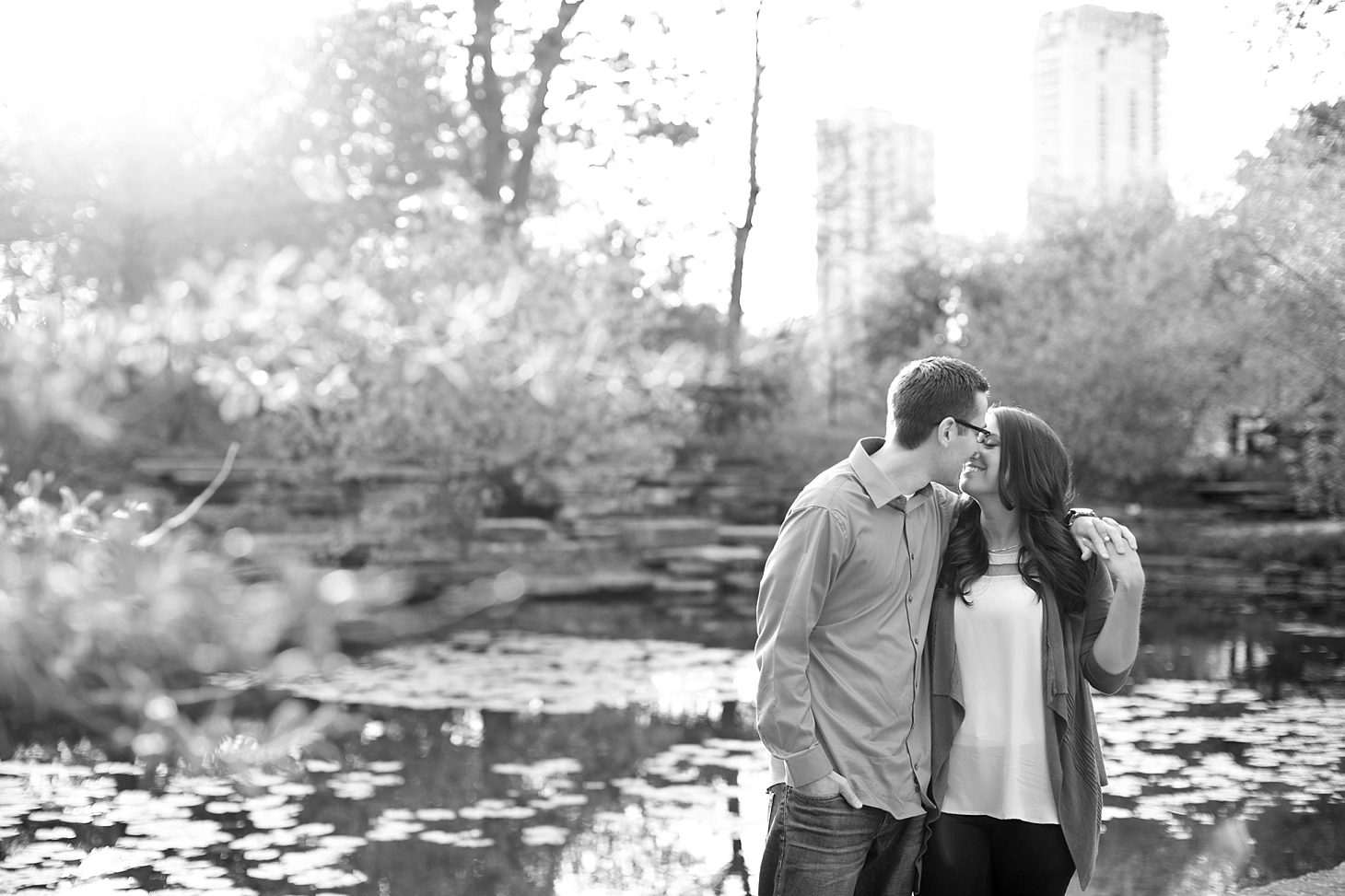 lily pond engagement photo