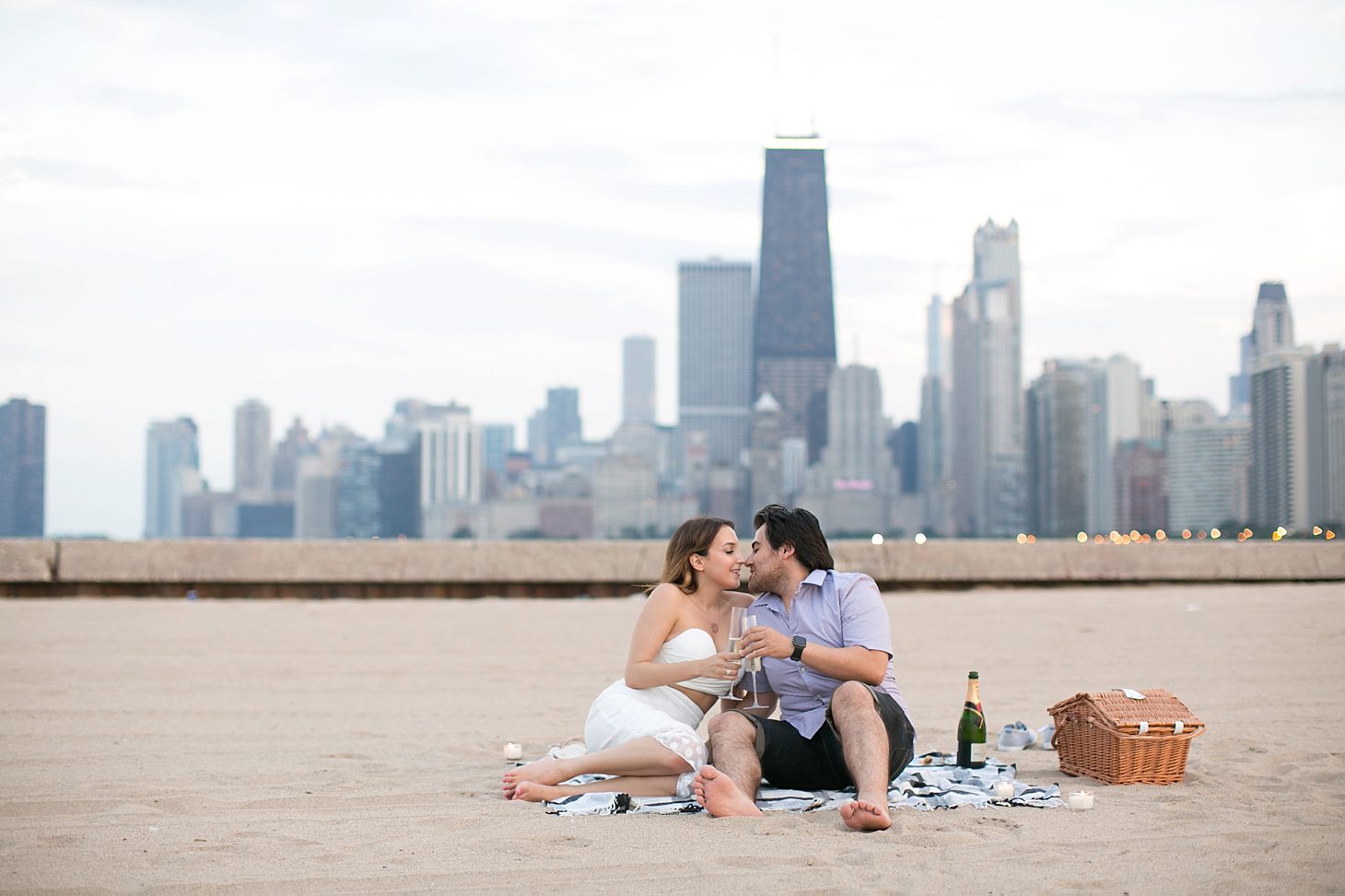 Chicago Skyline North Avenue Beach Engagement Session by Christy Tyler Photography_0004