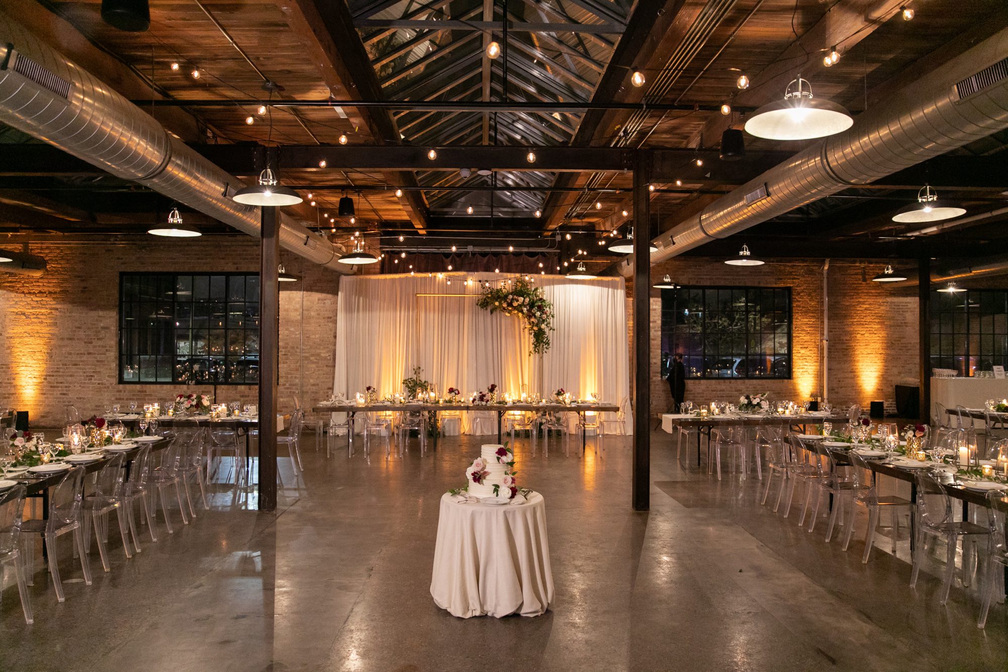 the couple had a gorgeous wedding reception at Morgan Manufacturing