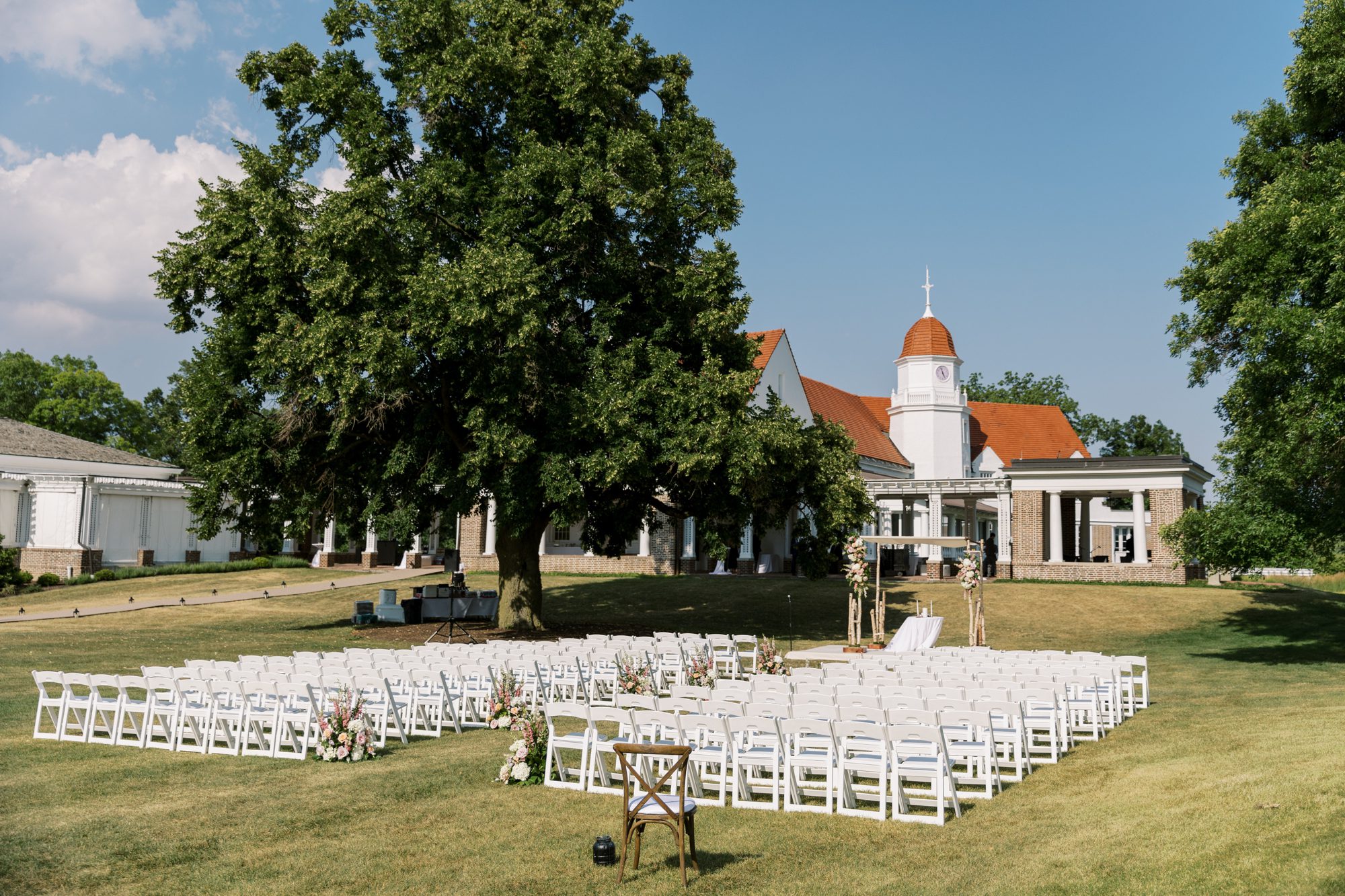 Outdoor ceremony setup for the Chicago Golf Club wedding