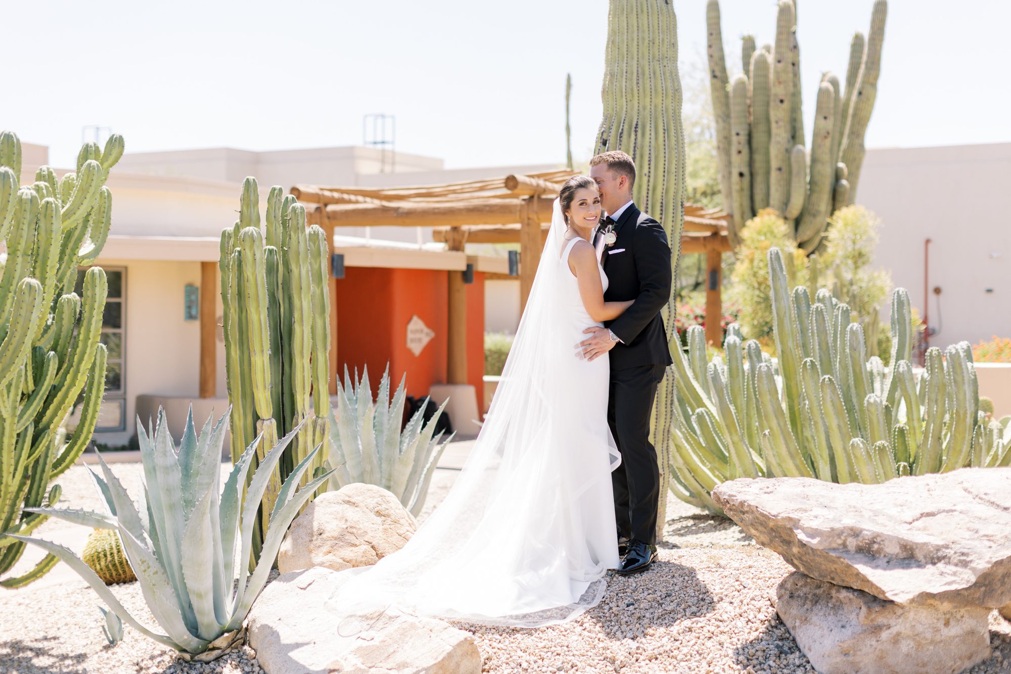 The bride and groom smiled at their Camelback Inn in Scottsdale wedding