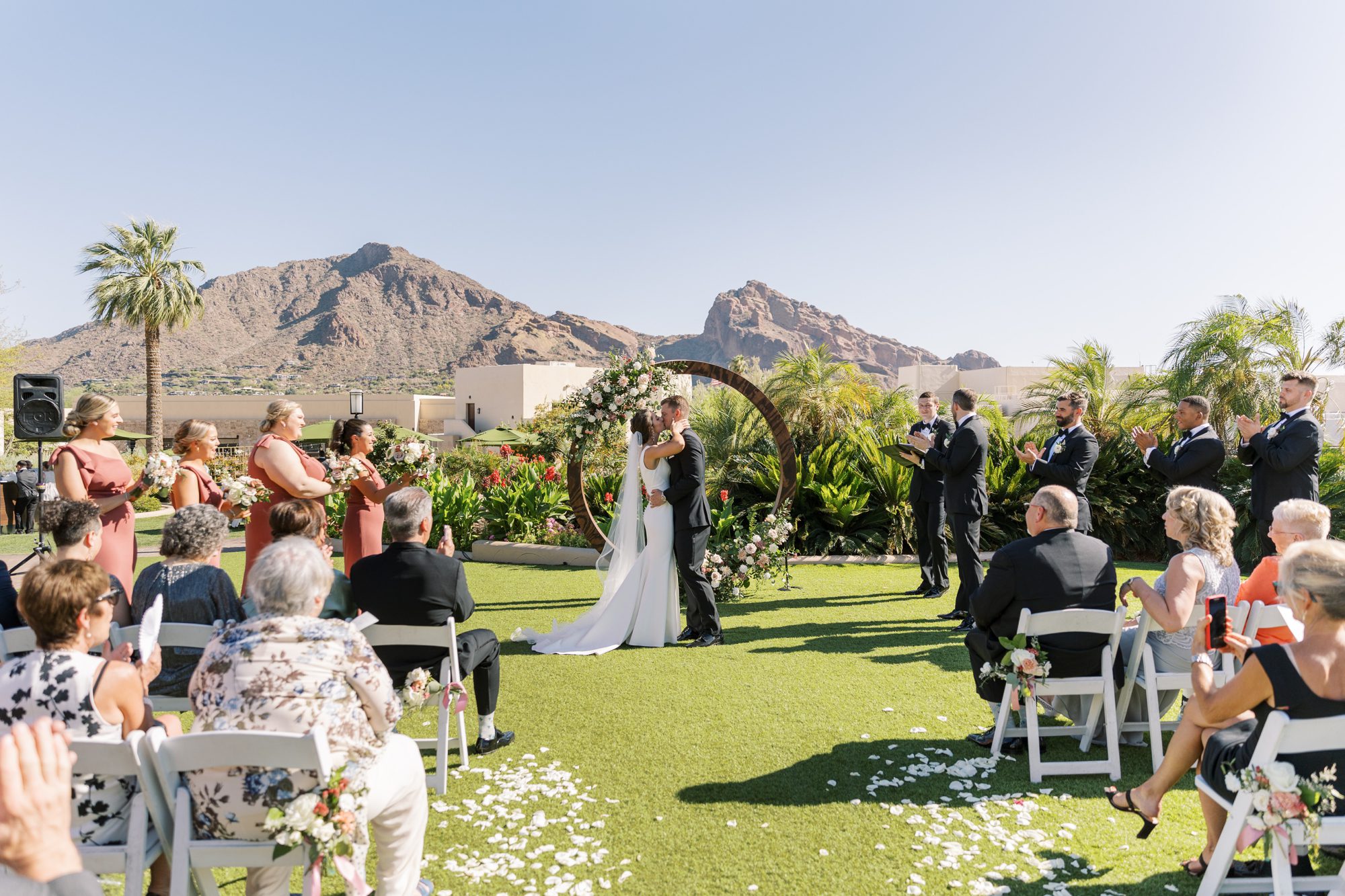 The outdoor wedding ceremony at the Camelback Inn in Scottsdale wedding