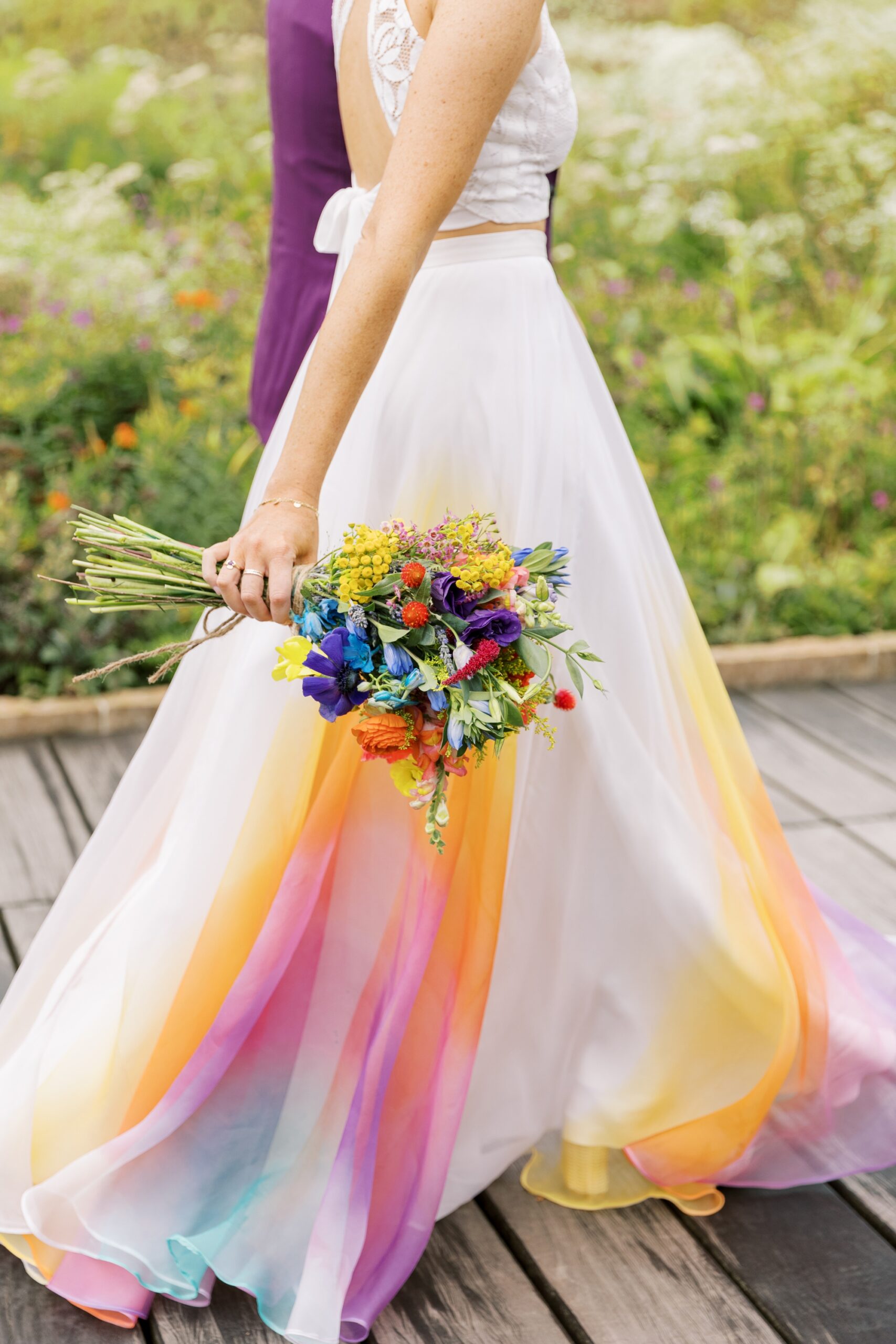 A colorful wedding bouquet for a colorful wedding palette