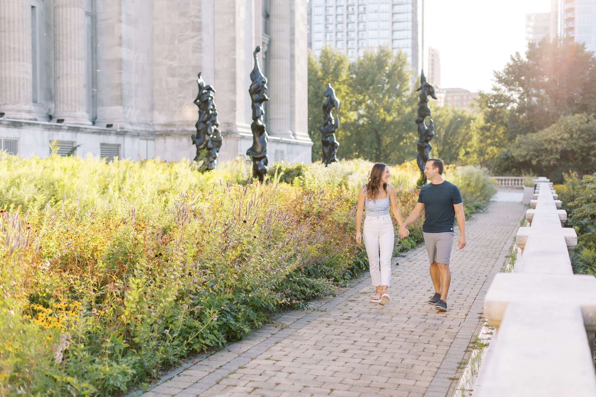The couple explored during their Chicago Museum Campus engagement photos.