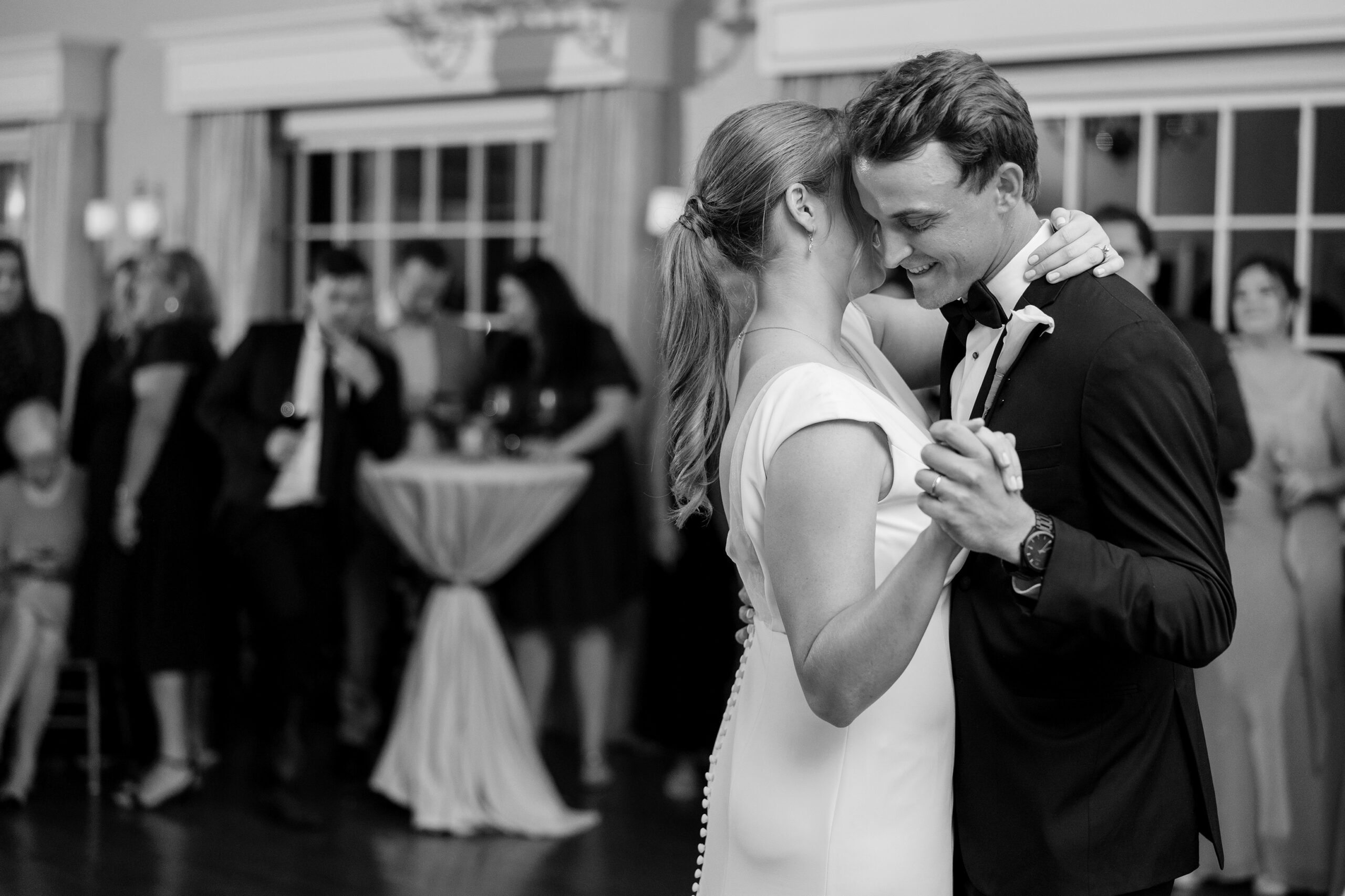 The bride and groom had their first dance at their Westmoreland Country Club wedding