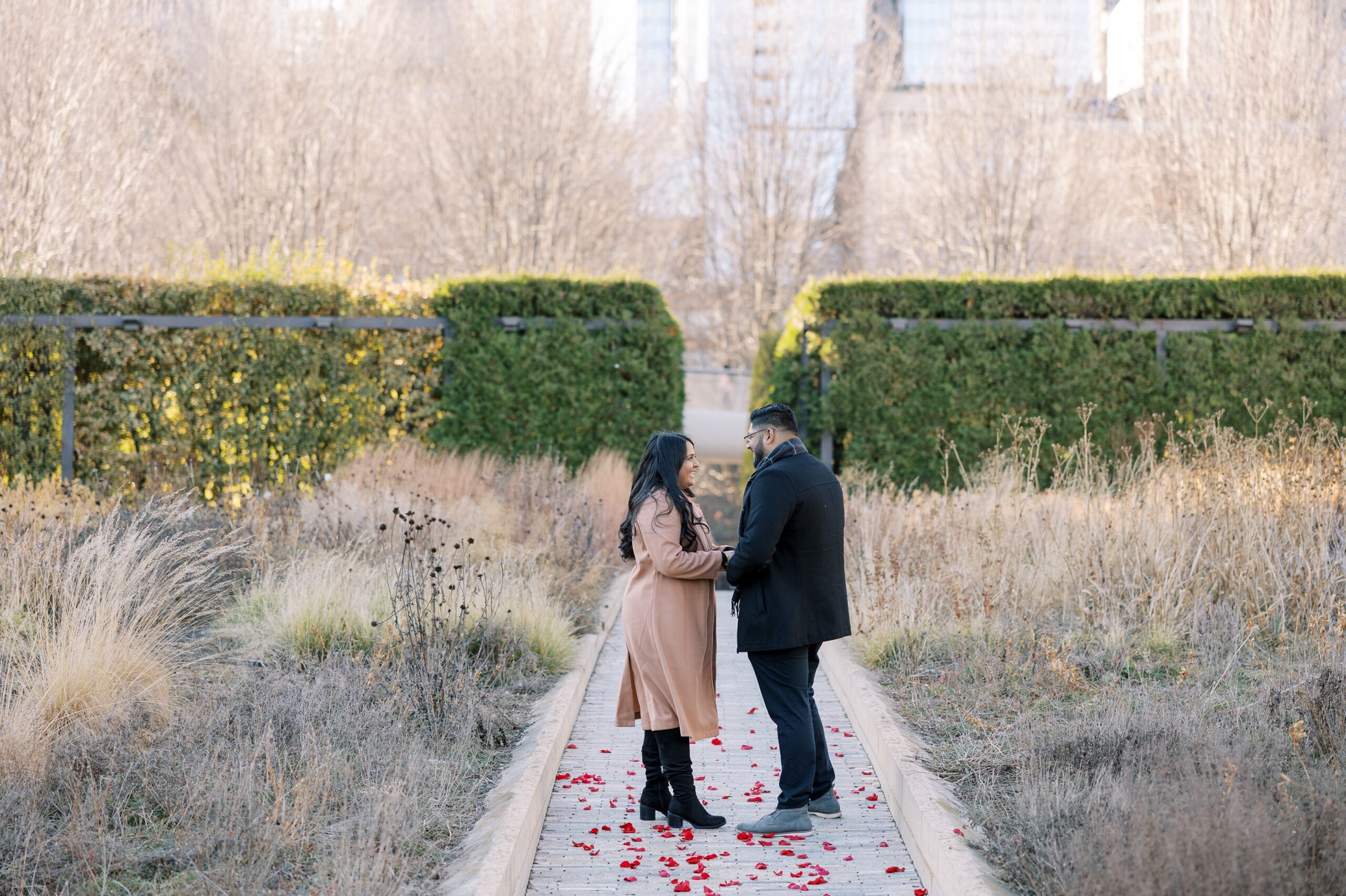 Man and woman in a garden in Chicago