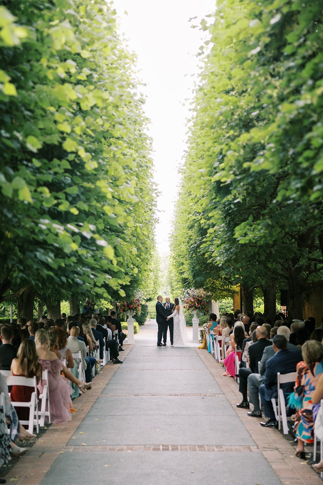View of the Chicago Botanic Garden wedding ceremony aisle