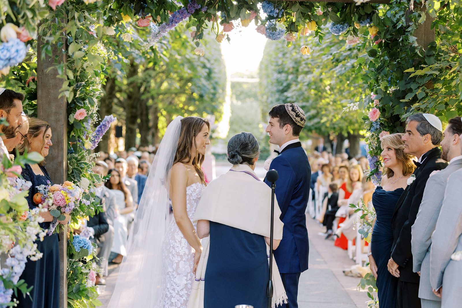 Bride and groom say vows in Chicago Botanic Garden's Rose Terrace