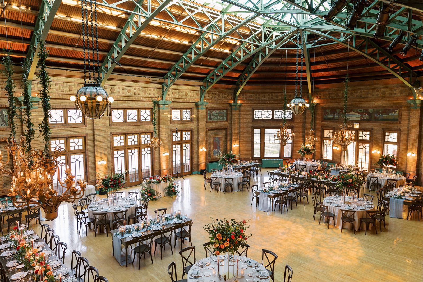 Eagles eye view of a wedding reception at Cafe Brauer