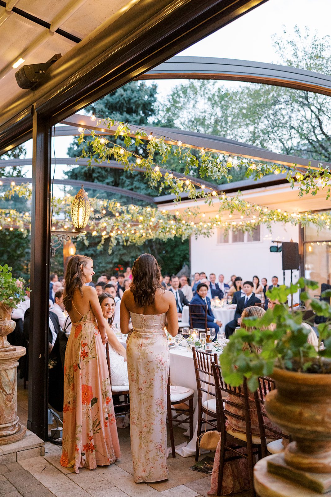 Bridesmaids give a toast at the Galleria Marchetti wedding