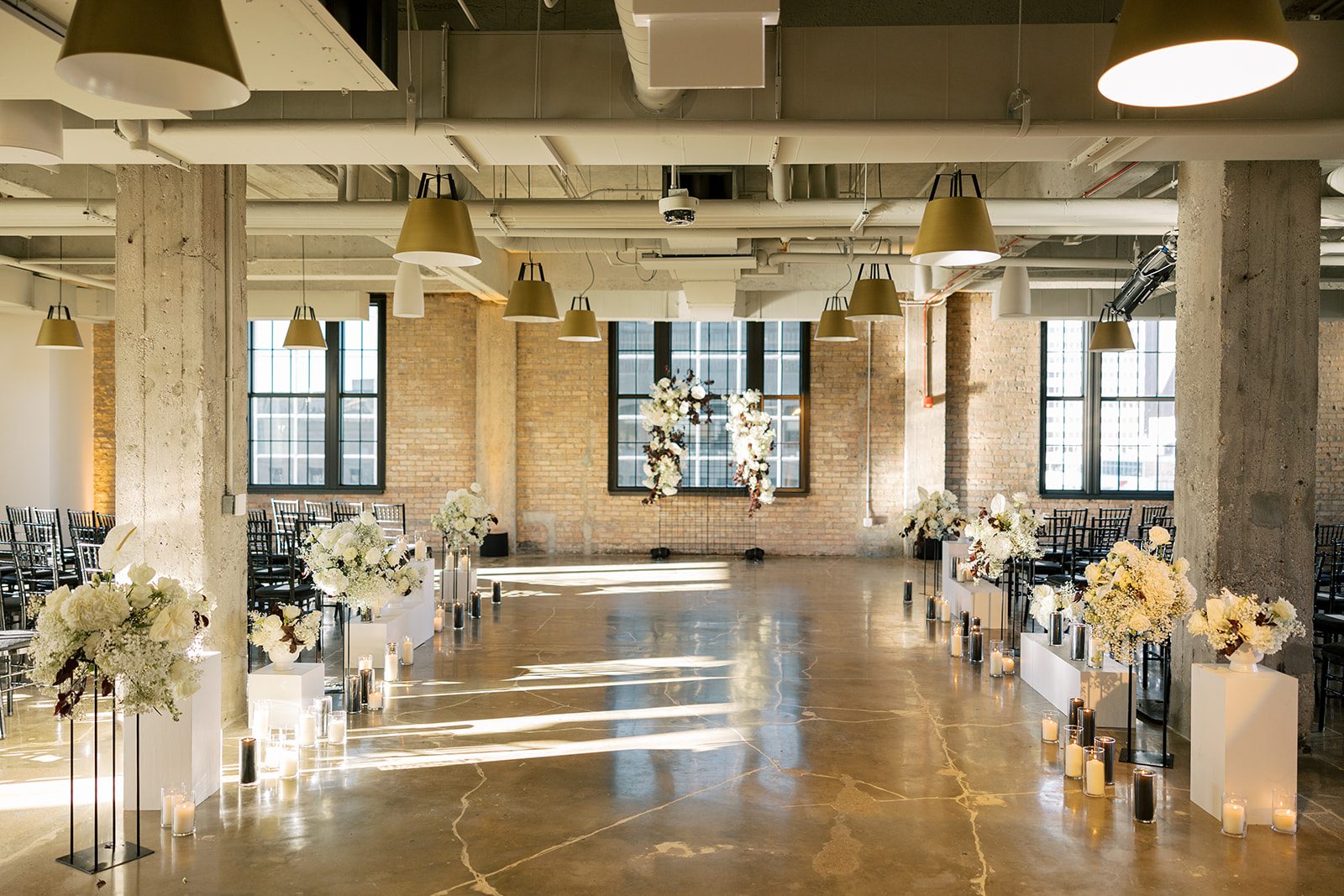 Industrial wedding reception room at Chicago's Old Post Office