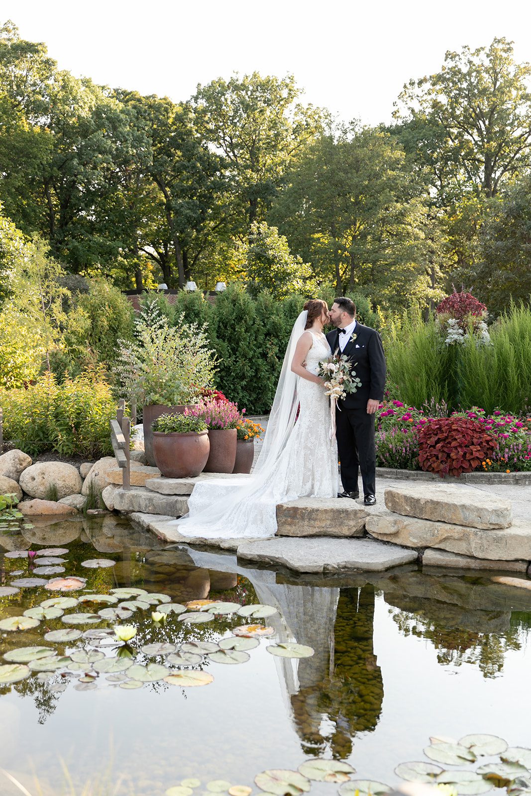 Bride and groom at Cantigny Park wedding